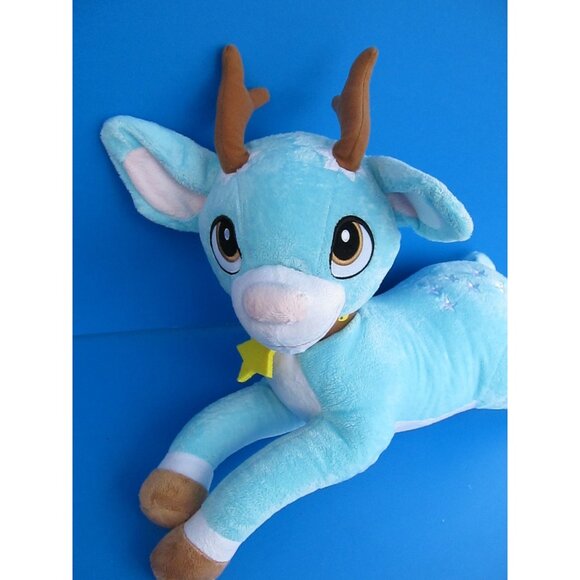 Macys Tippy Toe Blue Plush Reindeer Stuffed Animal Toy 22" Long - Picture 2 of 7